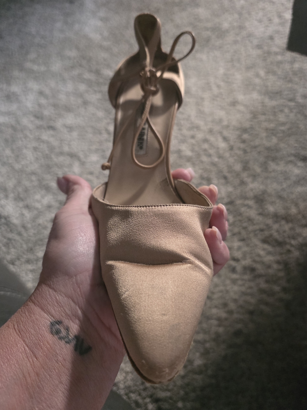 Manolo Blahnik Nude/Tan Leather Strappy Heel - Picture 4 of 5